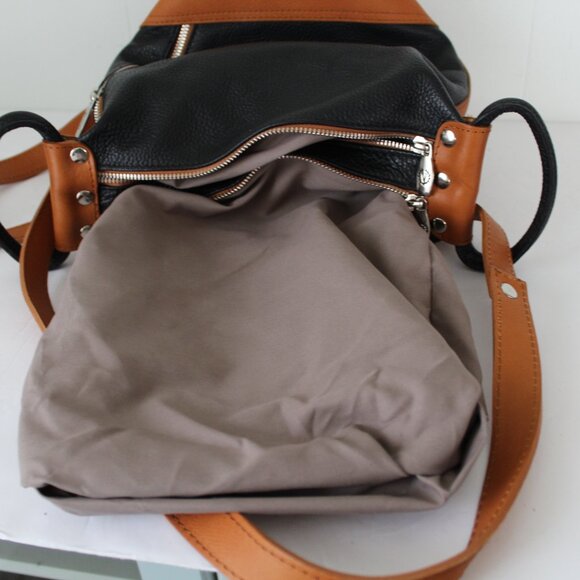 Valentina Carrano  Black Tan Leather Sling Backpack Shoulder Bag main image 16